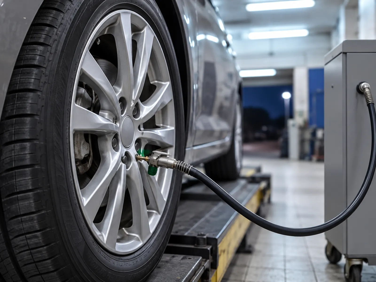 Inflating a tire with nitrogen