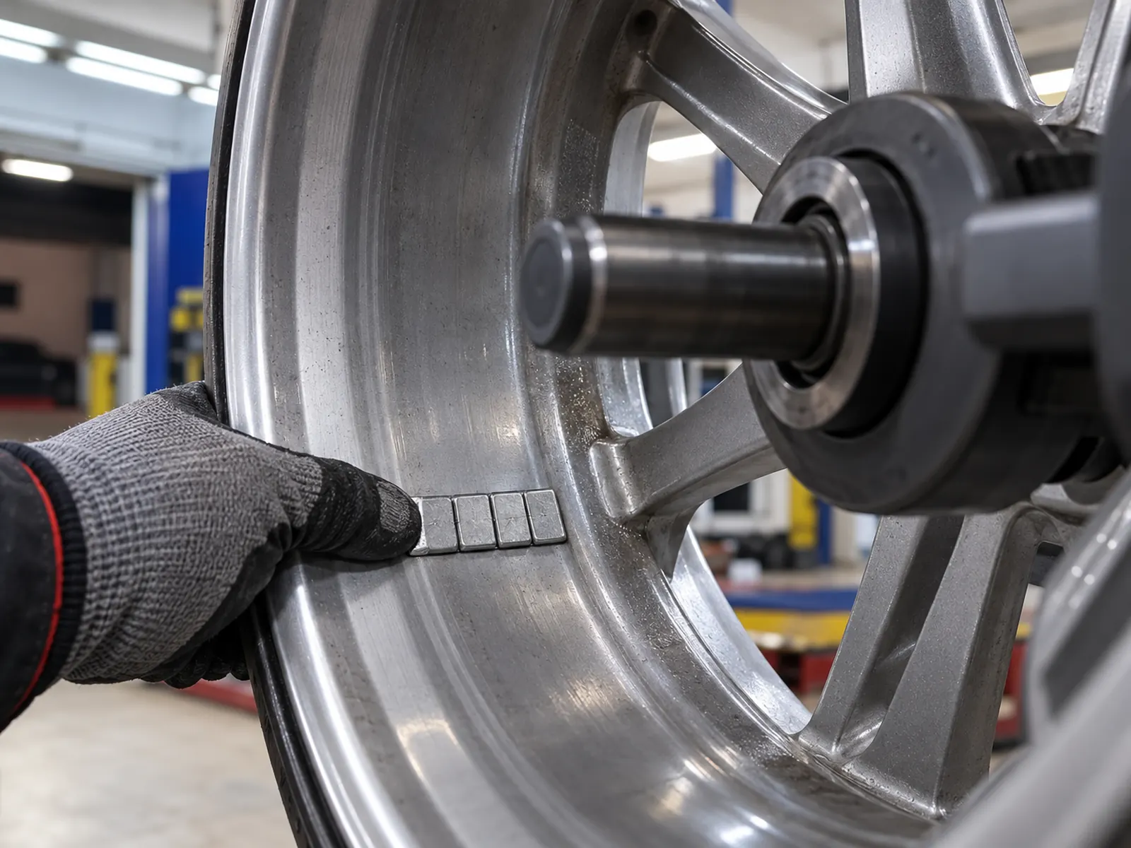 Fitting a balancing weight inside the rim